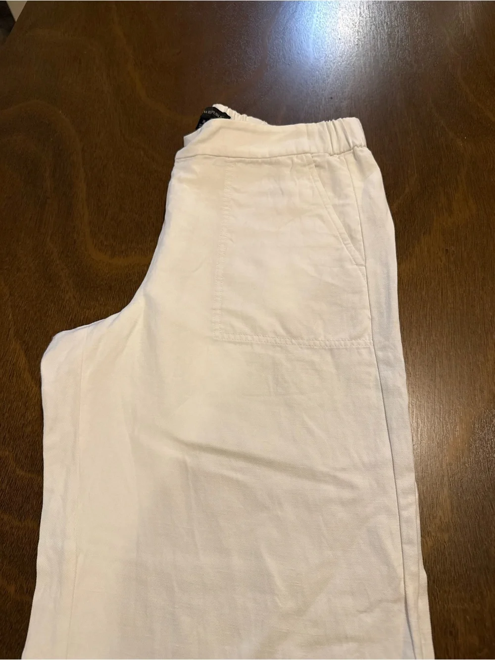 Banana Republic Off-White Elastic Waist Linen Trousers